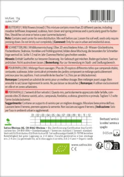 Wildblumenmischung Schmetterling | BIO Wildblumensamen Von Sativa Rheinau