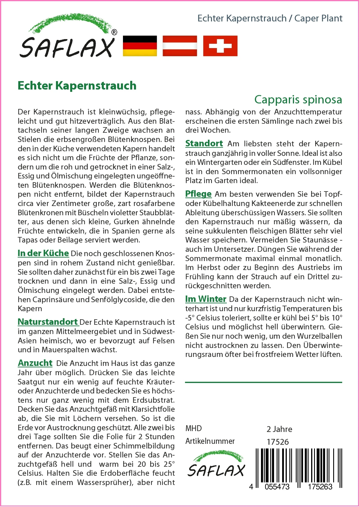 Echter Kapernstrauch | Kapernsamen Von Saflax 3 Echter Kapernstrauch | Kapernsamen Von Saflax