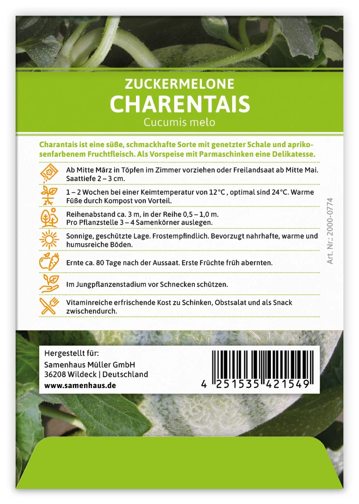 Zuckermelone Charentaise (100 Tütchen) | Zuckermelonensamen Von FLORTUS 4 Zuckermelone Charentaise (100 Tütchen) | Zuckermelonensamen Von FLORTUS – Bild 2